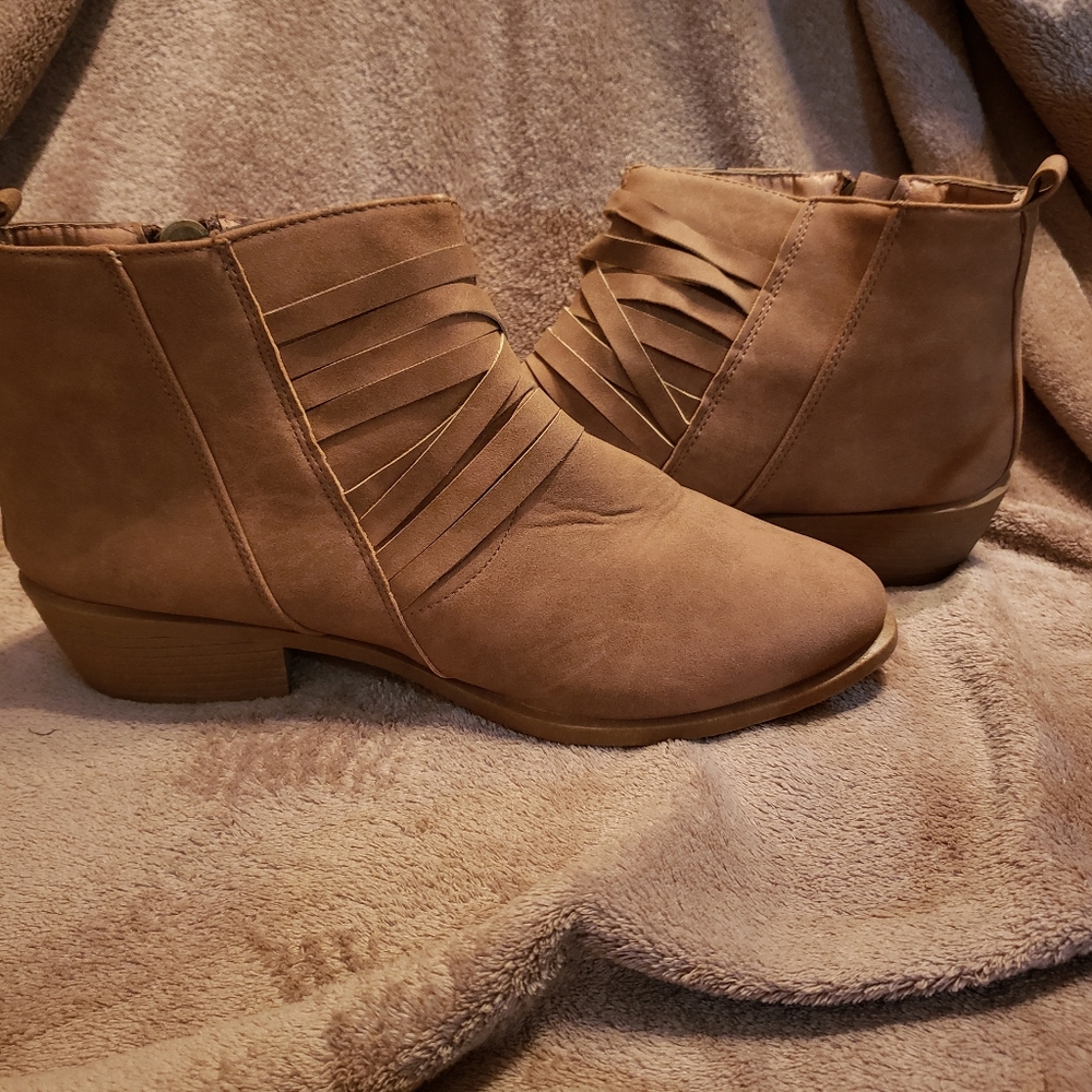 Tan faux suede bootie